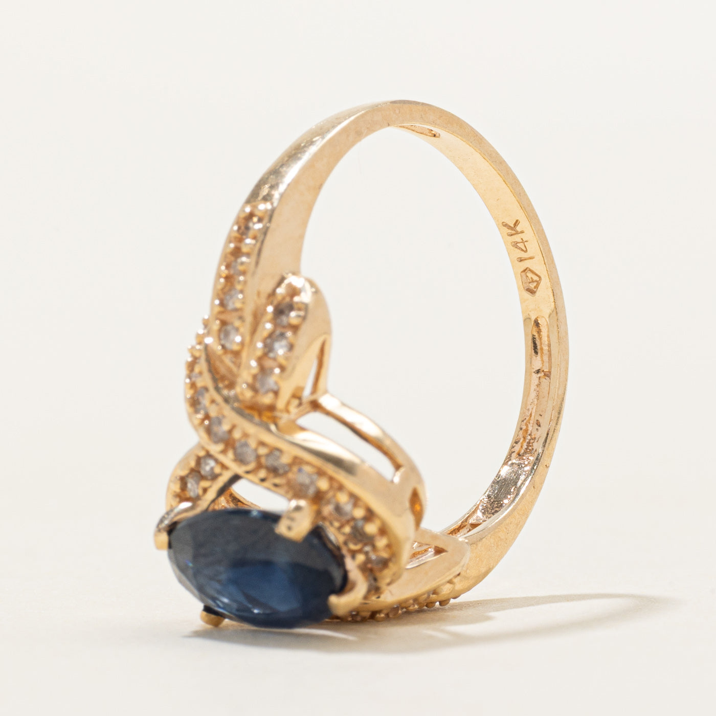 Sapphire & Diamond Double Cross Over Ring | 1.60ct, 0.19ctw | SZ 6