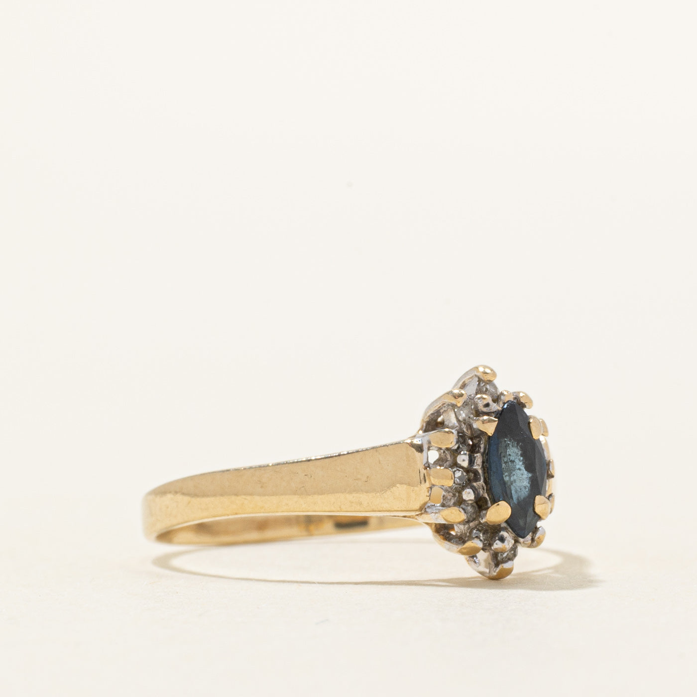 Marquise Cut Sapphire & Diamond Petal Ring | 0.25ct, 0.06ctw | SZ 6.5