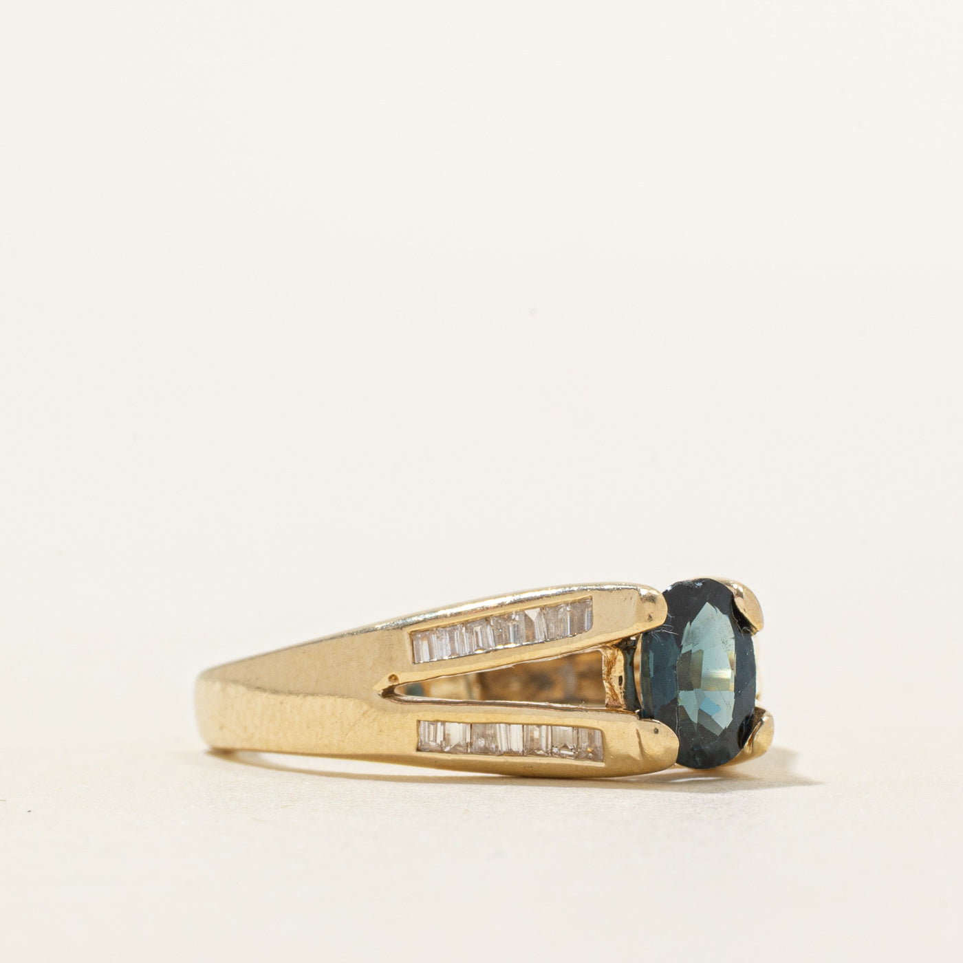Sapphire & Diamond Split Shank Ring | 0.90ct, 0.15ctw | SZ 7
