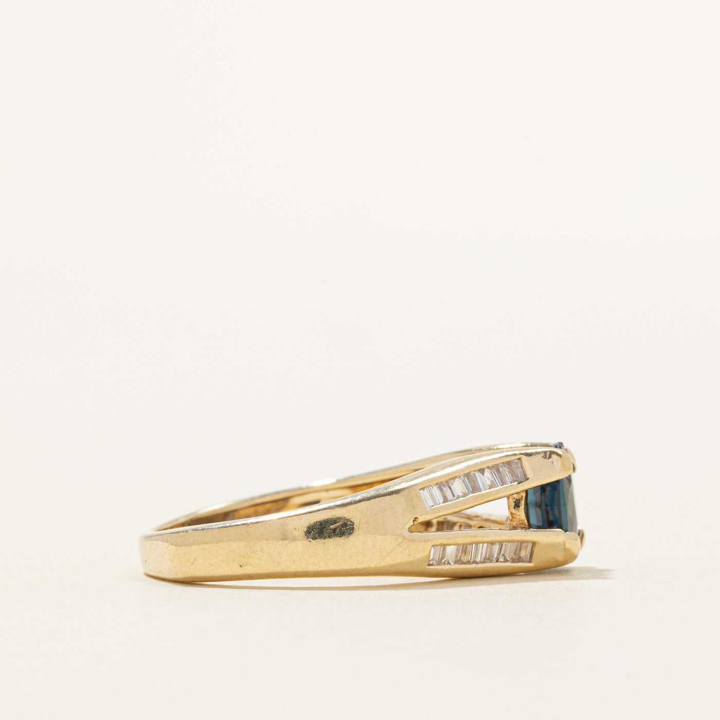 Sapphire & Diamond Split Shank Ring | 0.90ct, 0.15ctw | SZ 7