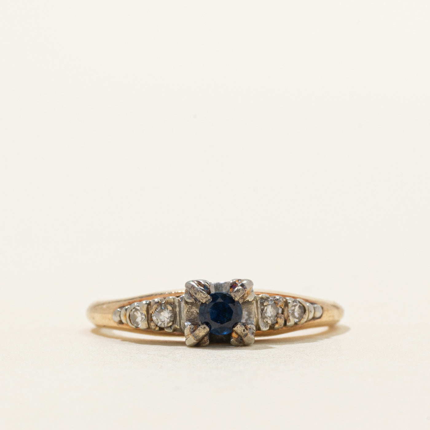 Two-Tone Sapphire & Diamond Ring | 0.14ct, 0.06ctw | SZ 6
