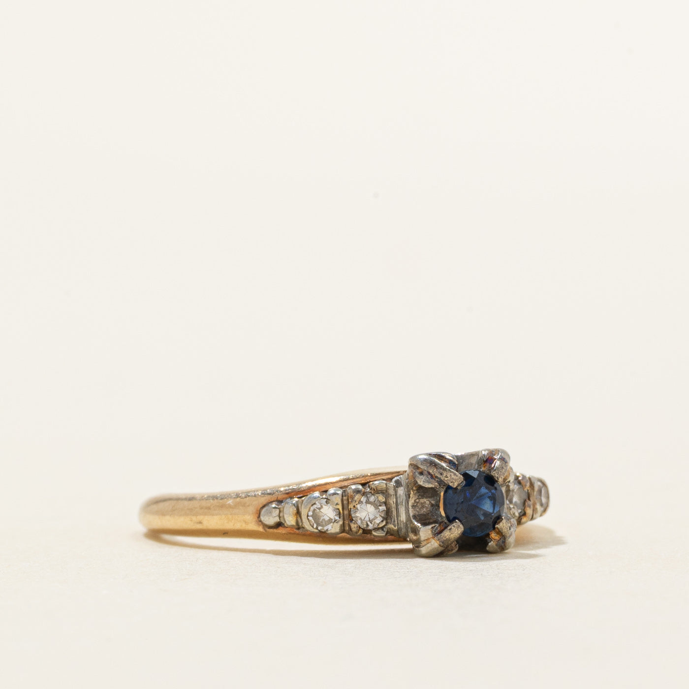 Two-Tone Sapphire & Diamond Ring | 0.14ct, 0.06ctw | SZ 6