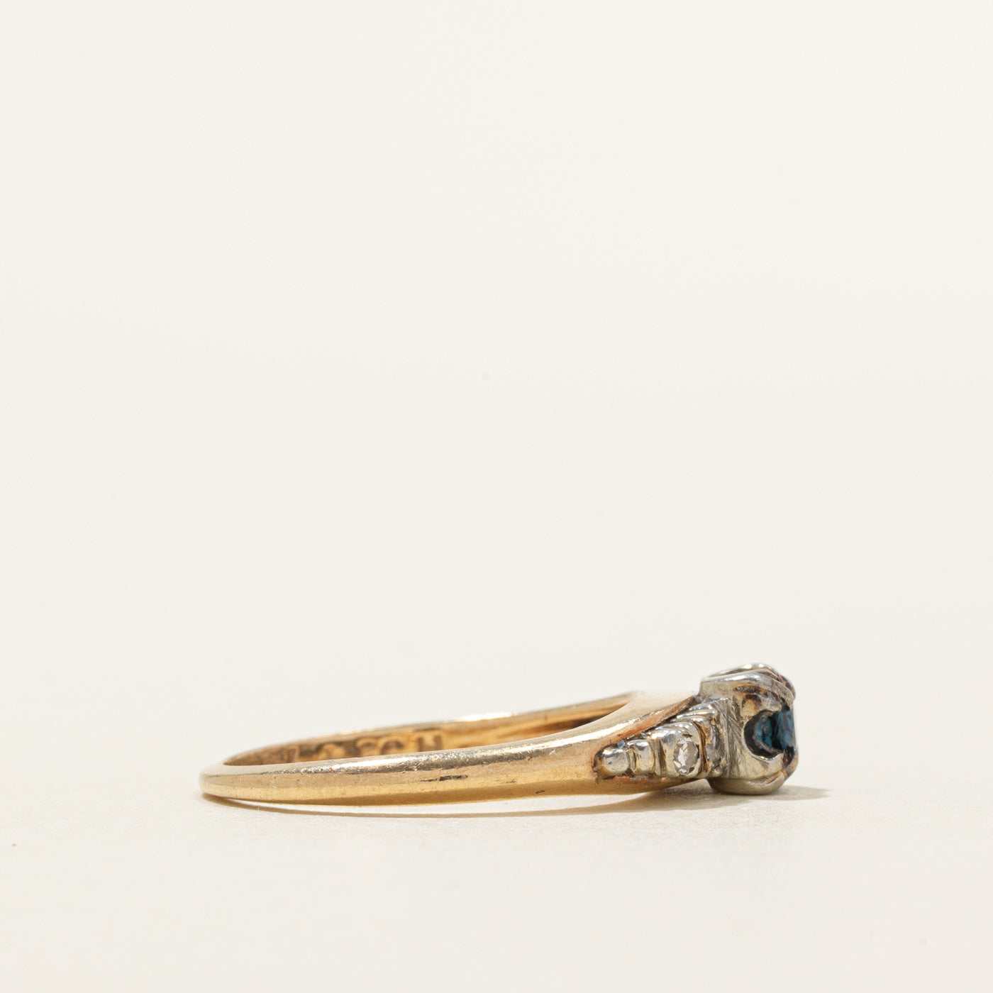 Two-Tone Sapphire & Diamond Ring | 0.14ct, 0.06ctw | SZ 6