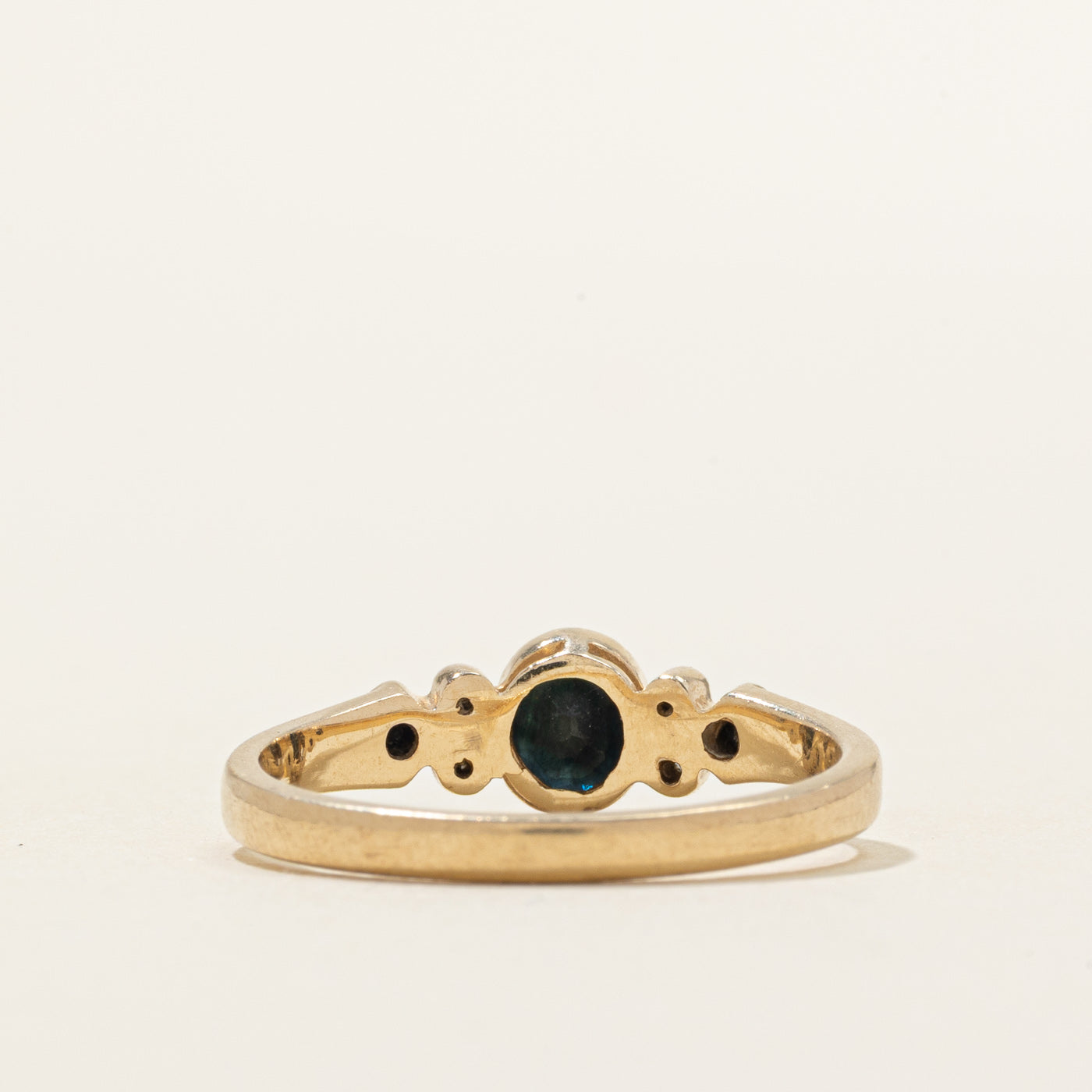 Bezel Set Black Sapphire & Diamond Grooved Ring | 0.55ctw, 0.02ctw | SZ 7.25