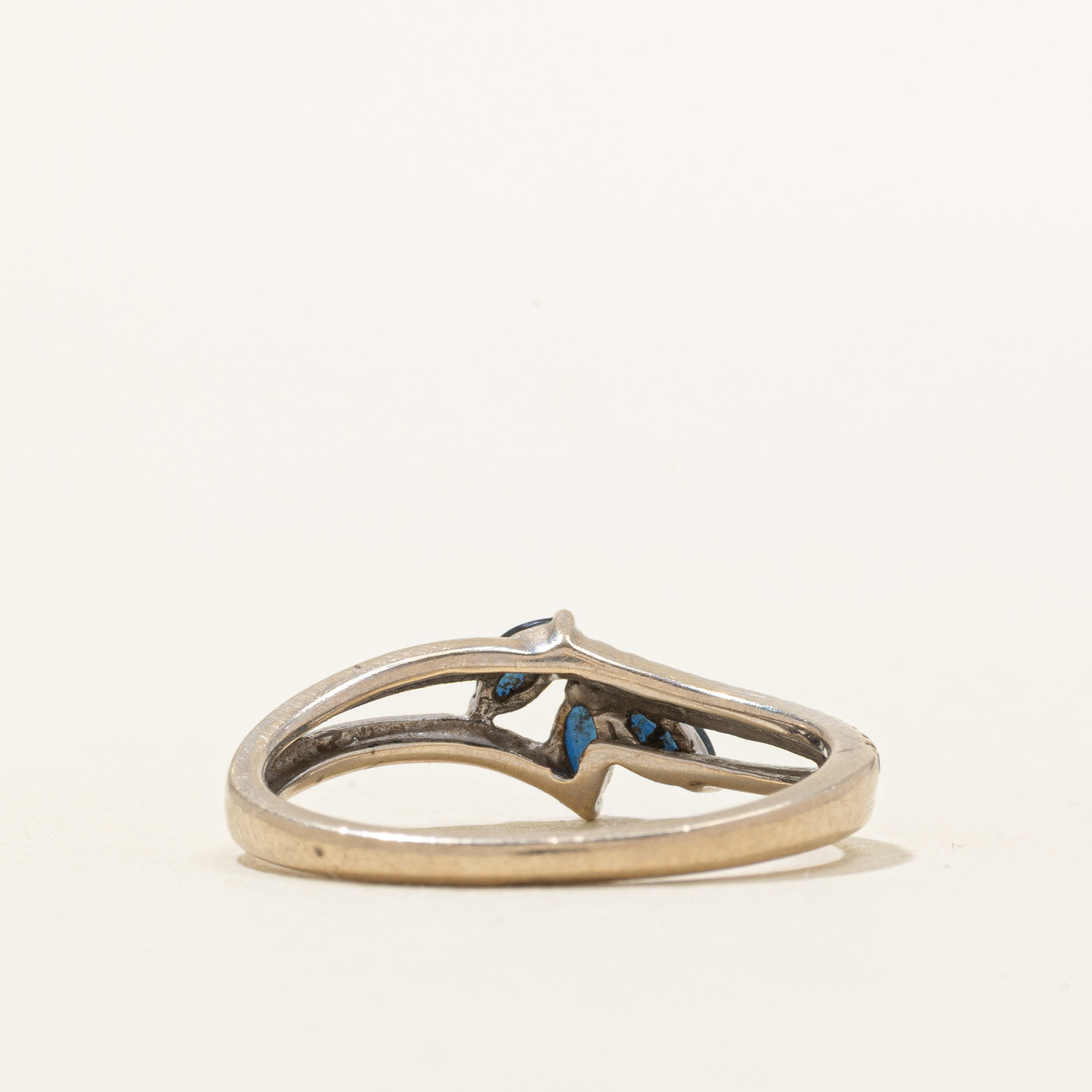 Marquise Cut Sapphire & Diamond Split Ring | 0.21ctw, 0.05ctw | SZ 7