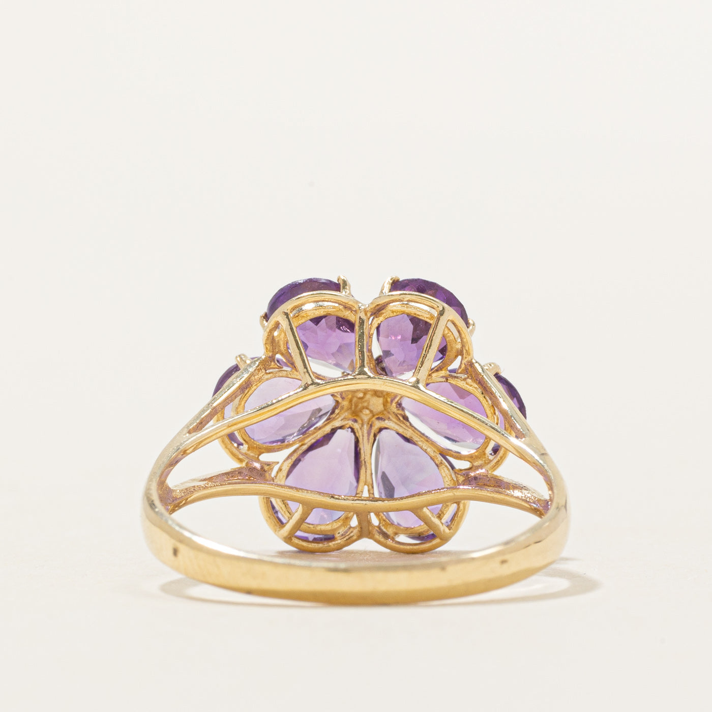 Pear Cut Amethyst Flower Cocktail Ring | 2.00ctw | SZ 6.75