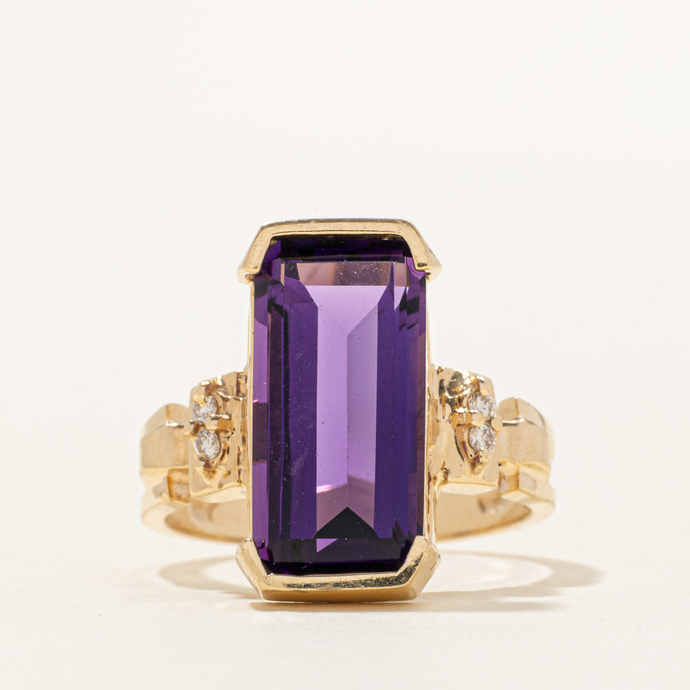 Amethyst Column & Diamond Cocktail Ring | 5.50ct, 0.04ctw | SZ 6.75