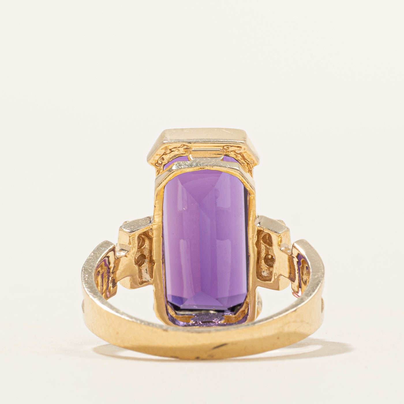 Amethyst Column & Diamond Cocktail Ring | 5.50ct, 0.04ctw | SZ 6.75