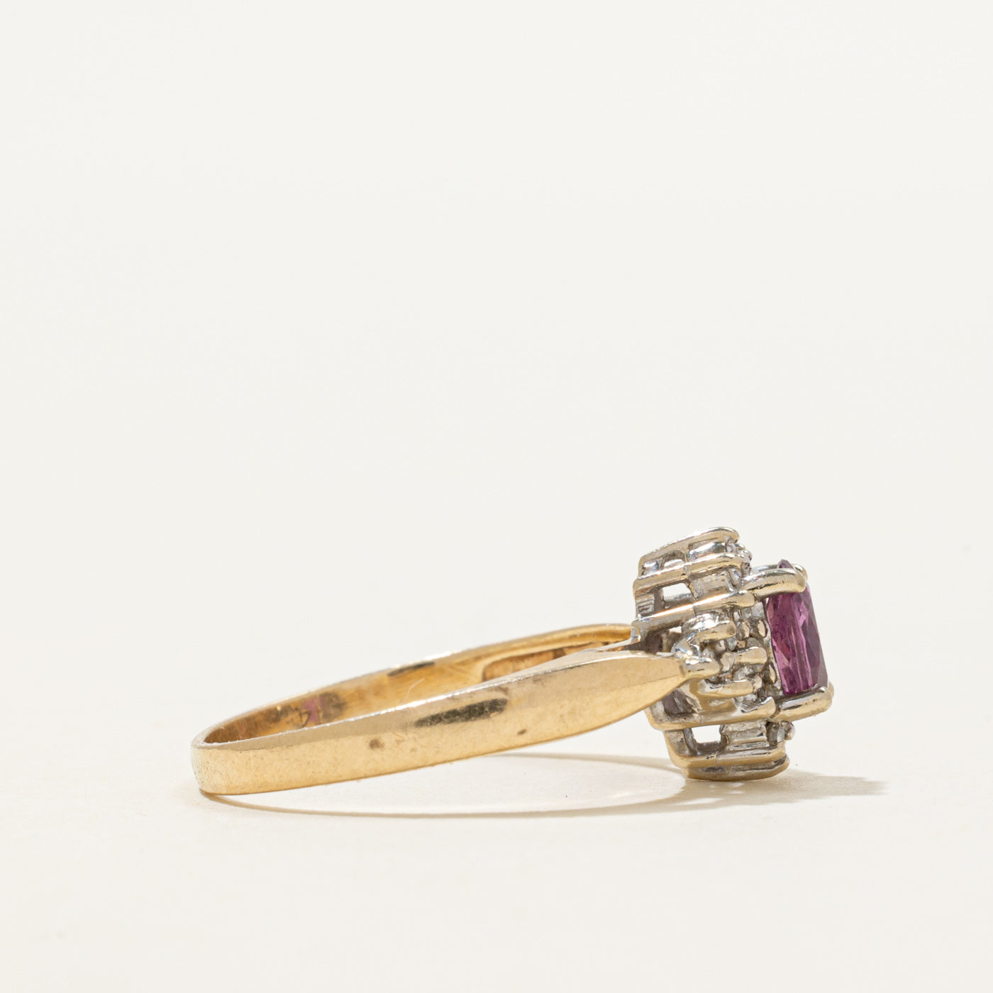 Oval Cut Pink Sapphire & Diamond Petal Ring | 0.60ct, 0.09ctw | SZ 6.5