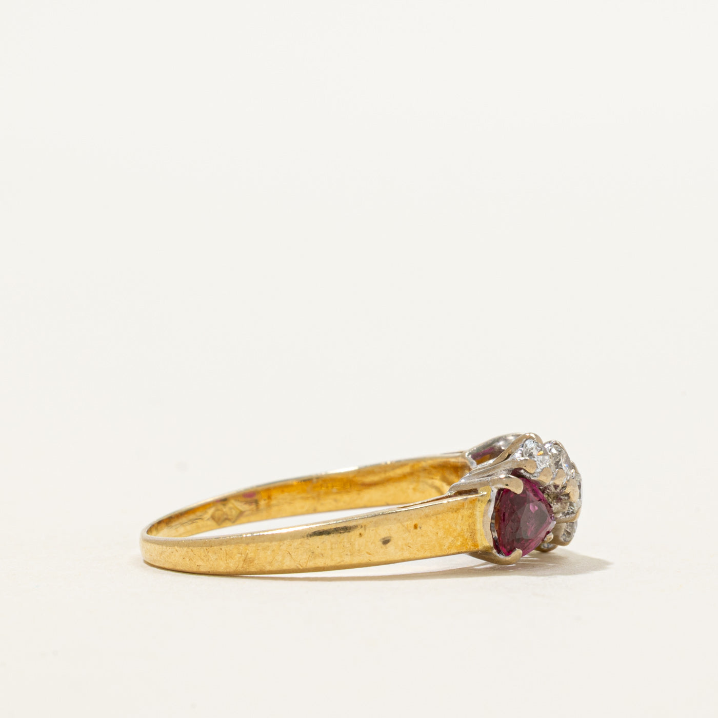 18k Pear Cut Ruby & Diamond Waterfall Ring | 0.80ctw, 0.18ctw | SZ 6.75