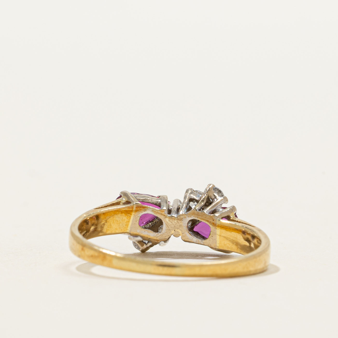 18k Pear Cut Ruby & Diamond Waterfall Ring | 0.80ctw, 0.18ctw | SZ 6.75