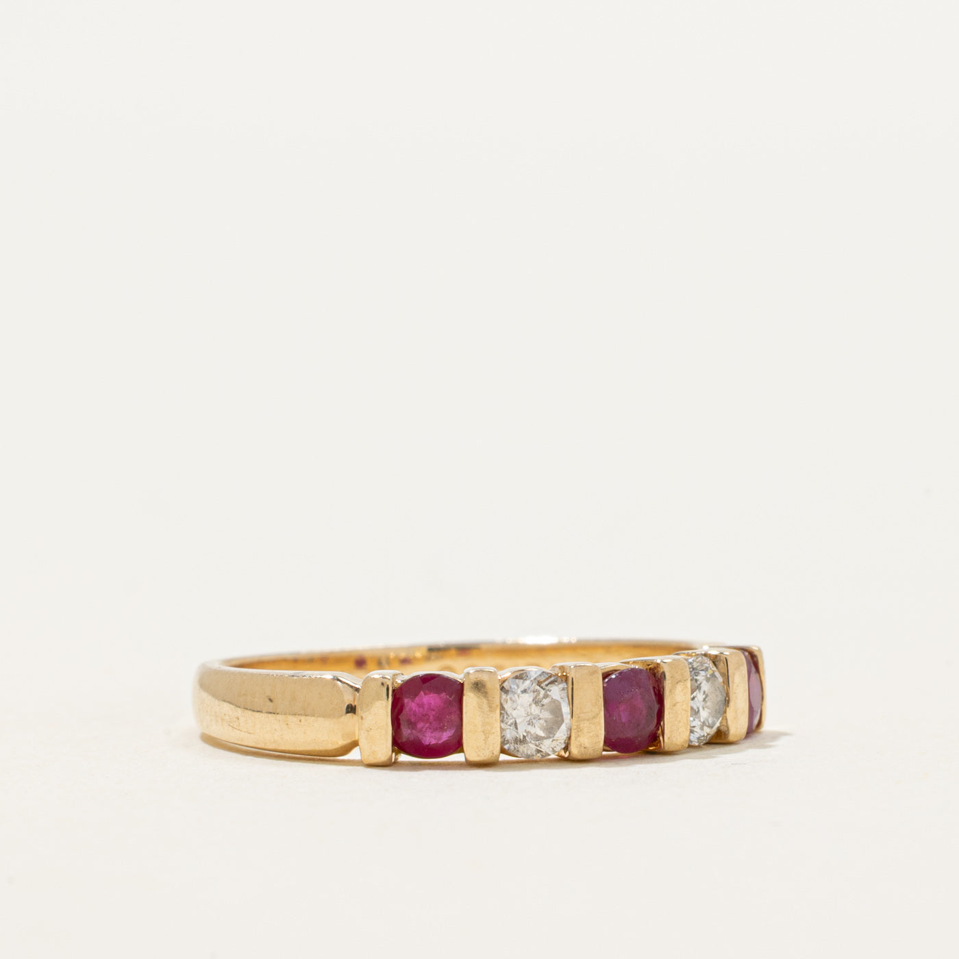 Tension Set Semi-Eternity Ruby & Diamond Ring | 0.35ctw, 0.22ctw | SZ 7