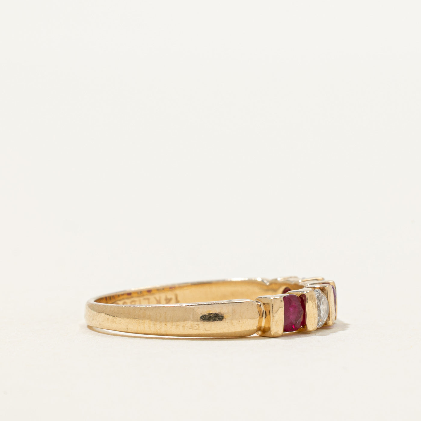 Tension Set Semi-Eternity Ruby & Diamond Ring | 0.35ctw, 0.22ctw | SZ 7