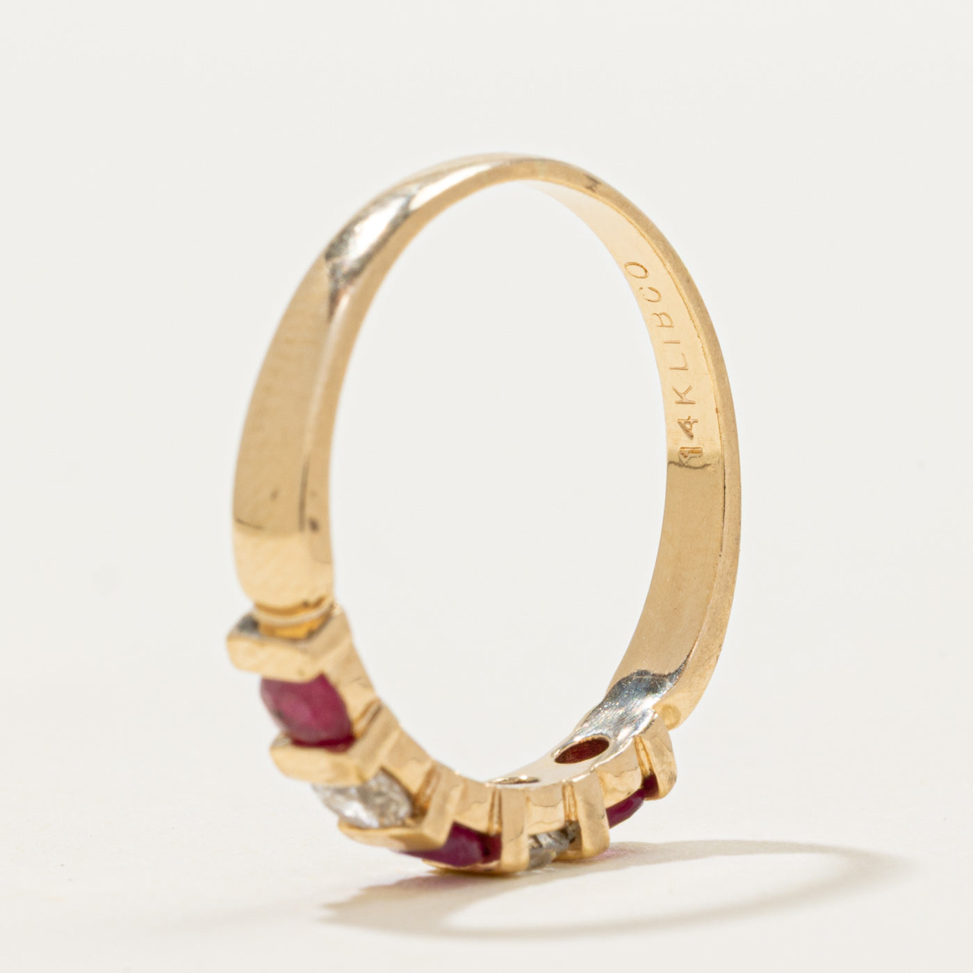 Tension Set Semi-Eternity Ruby & Diamond Ring | 0.35ctw, 0.22ctw | SZ 7