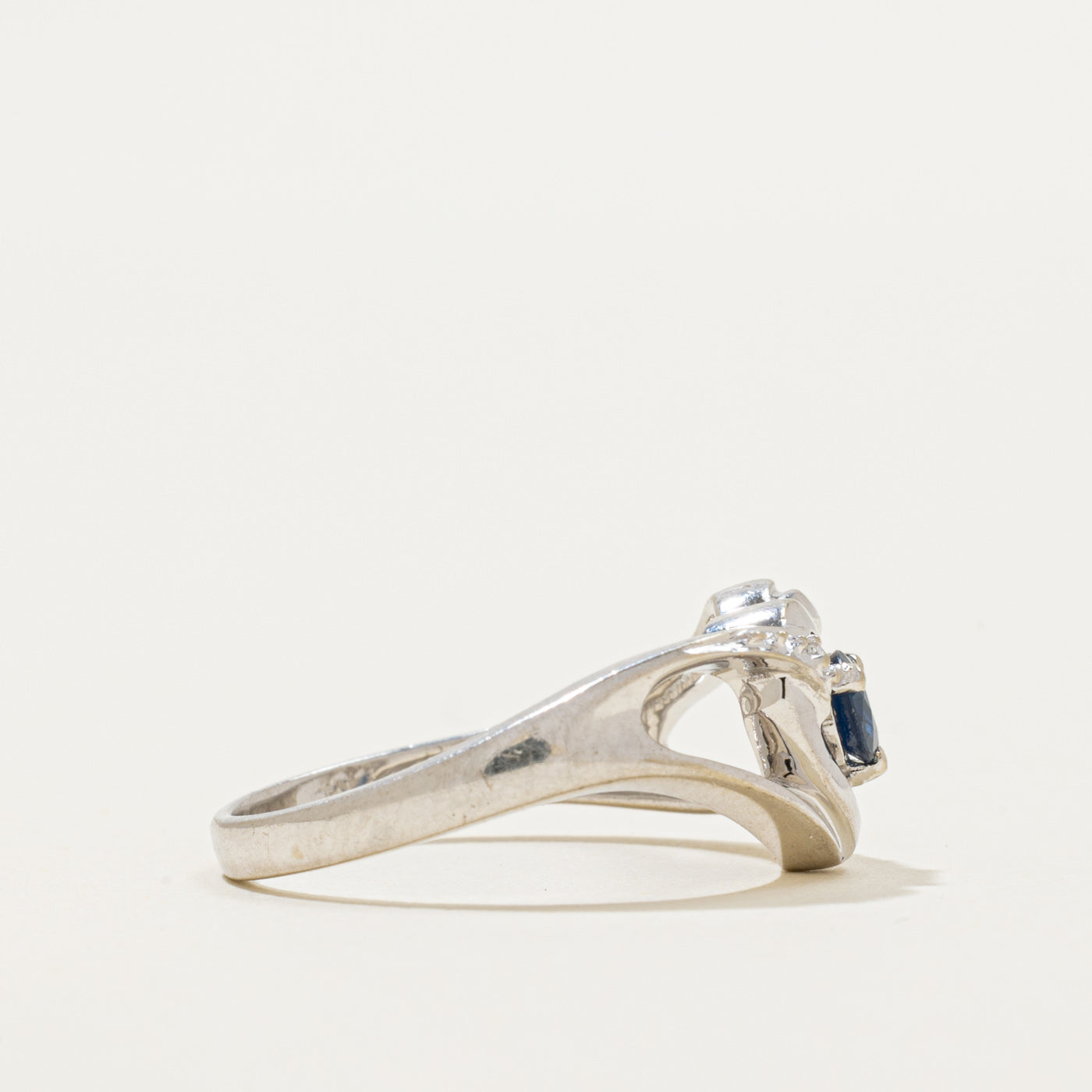 Sapphire & Diamond Open Heart Ring | 0.30ct, 0.01ctw | SZ 7.25