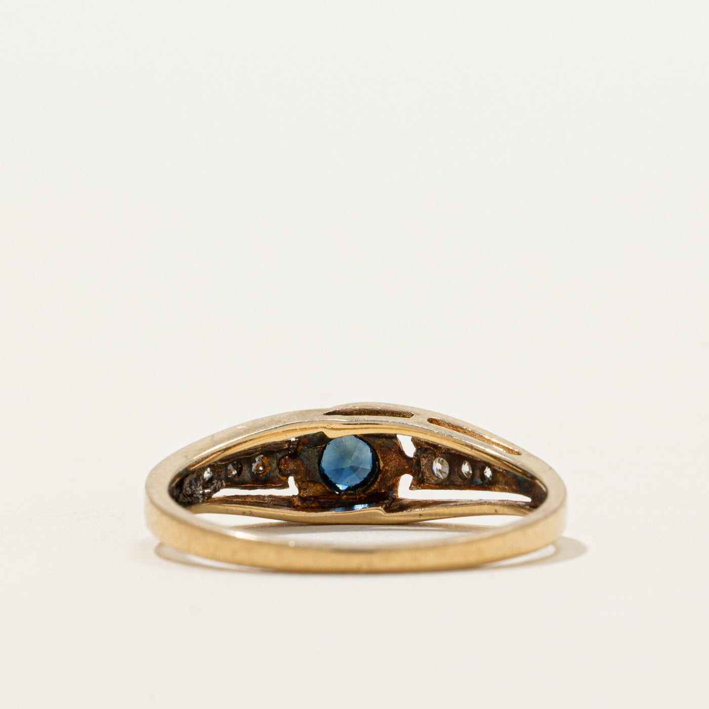 Bezel Set Sapphire & Diamond Petite Ring | 0.12ct, 0.03ctw | SZ 6.75