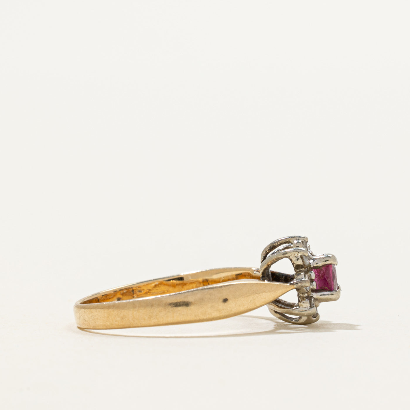Ruby & Diamond Petal Ring | 0.25ct, 0.08ctw | SZ 5.25