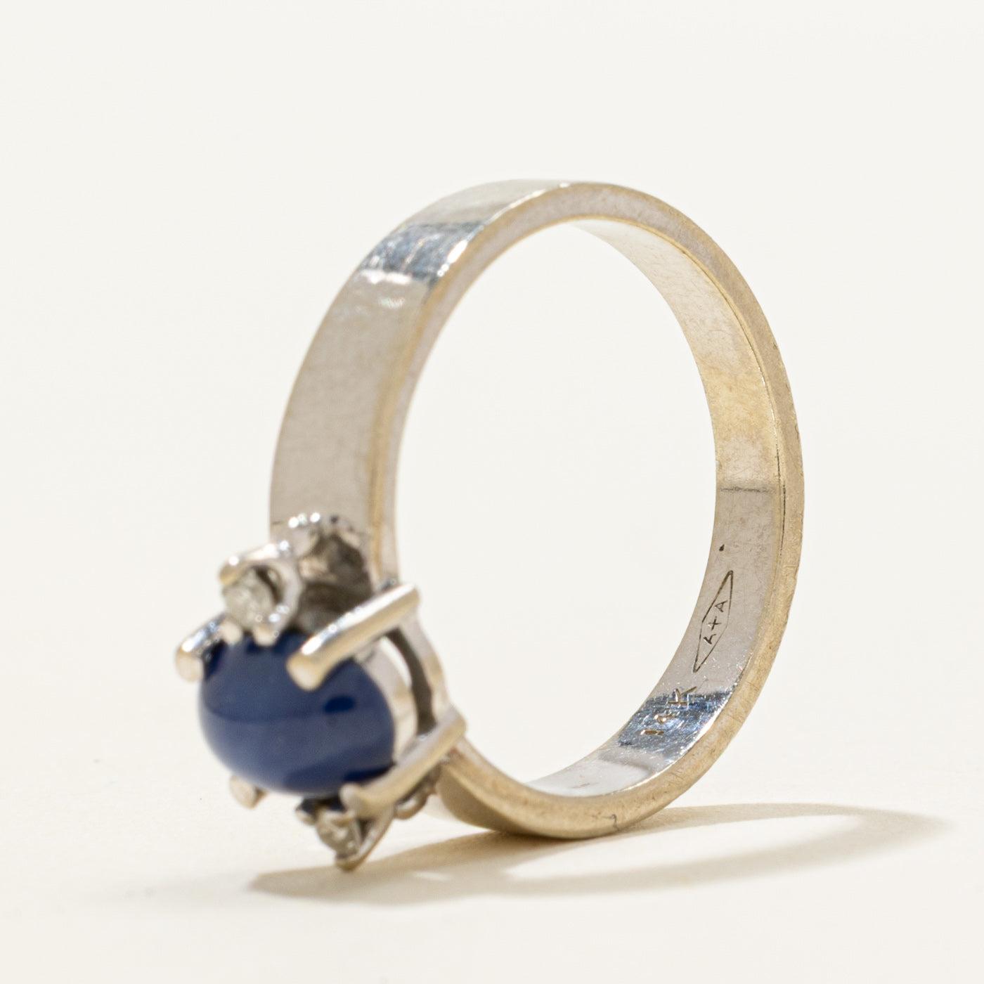 Cabochon Synthetic Star Sapphire & Diamond Ring | 1.00ct, 0.04ctw | SZ 5.5