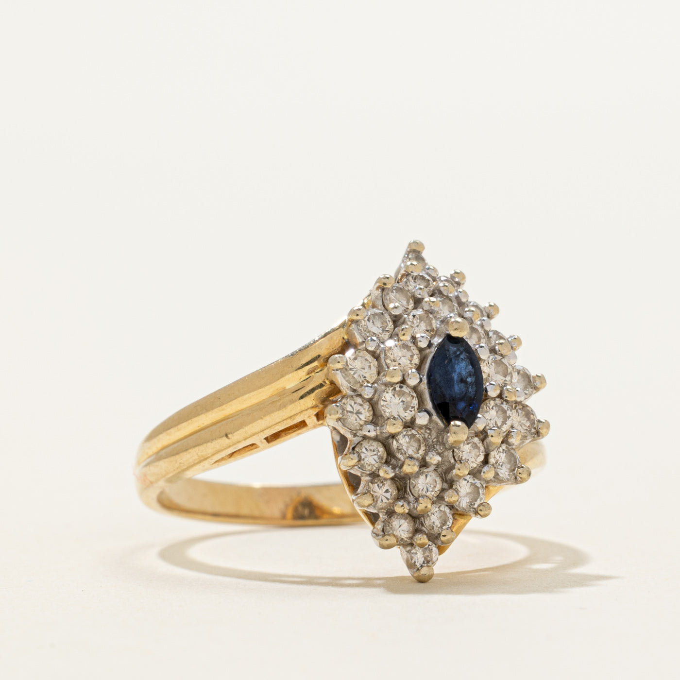 Marquise Cut Diamond & Sapphire Cluster Bypass Ring | 0.56ctw, 0.12ct | SZ 7.5