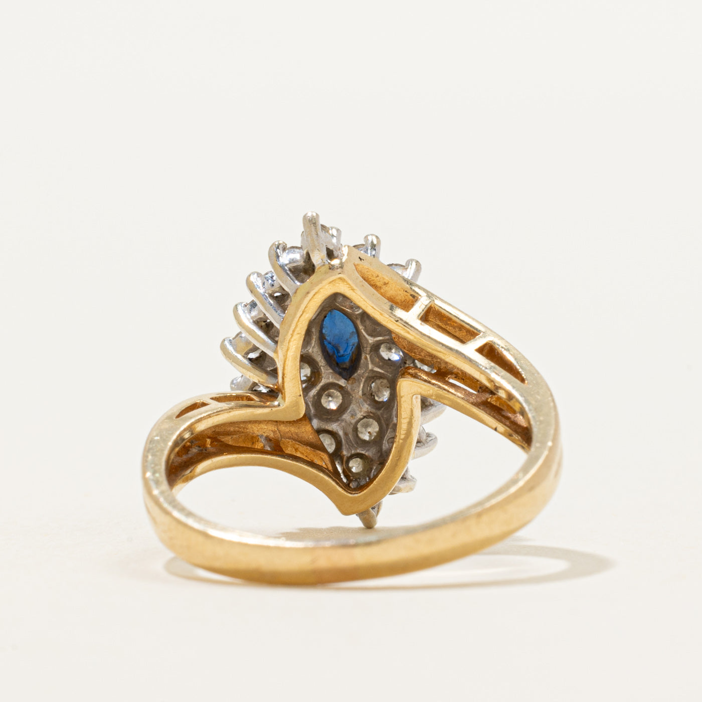 Marquise Cut Diamond & Sapphire Cluster Bypass Ring | 0.56ctw, 0.12ct | SZ 7.5