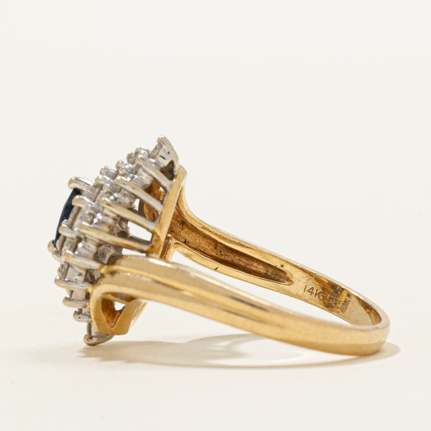 Marquise Cut Diamond & Sapphire Cluster Bypass Ring | 0.56ctw, 0.12ct | SZ 7.5