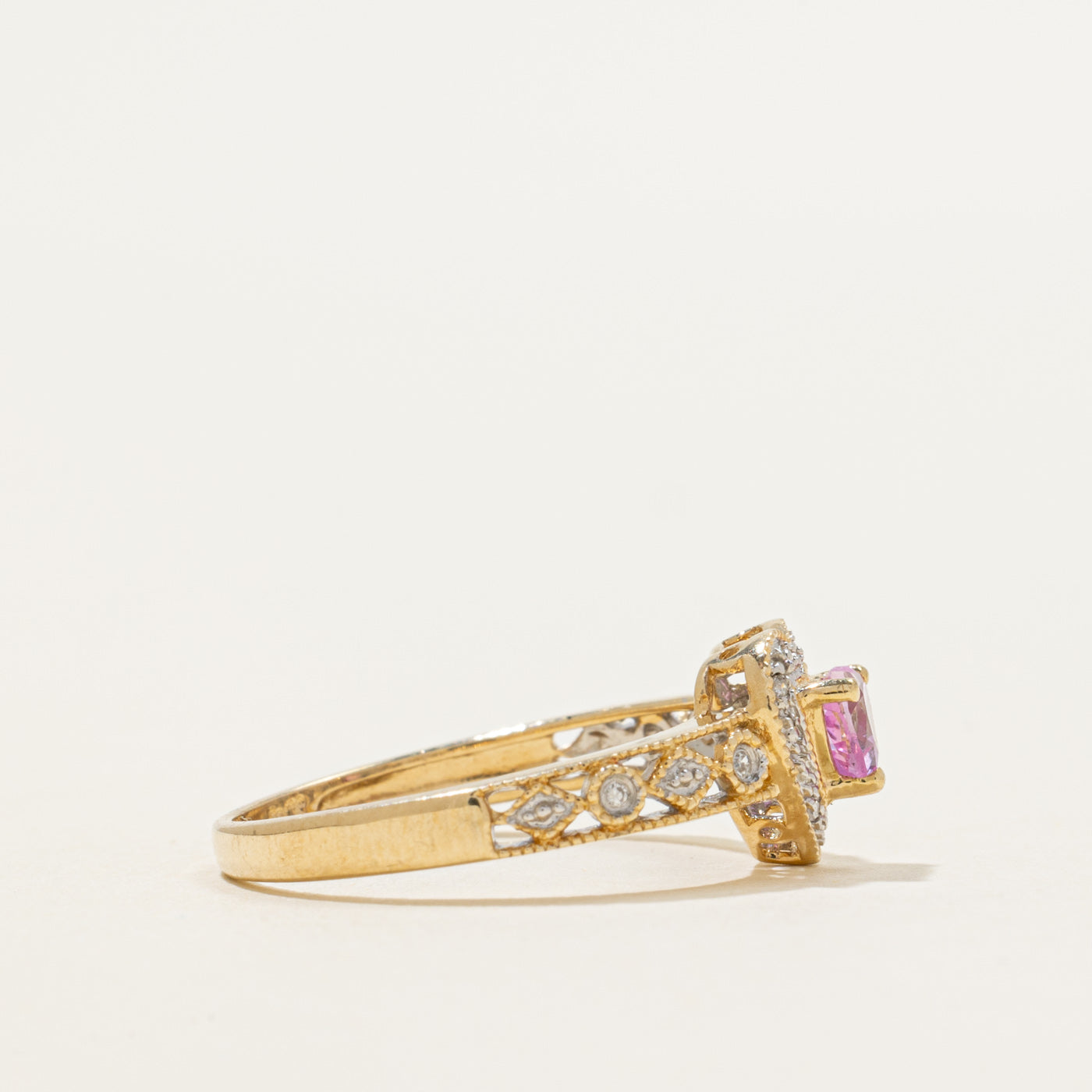 Synthetic Sapphire & Natural Diamond Halo Heart Ring | 0.30ct, 0.03ctw | SZ 7.25