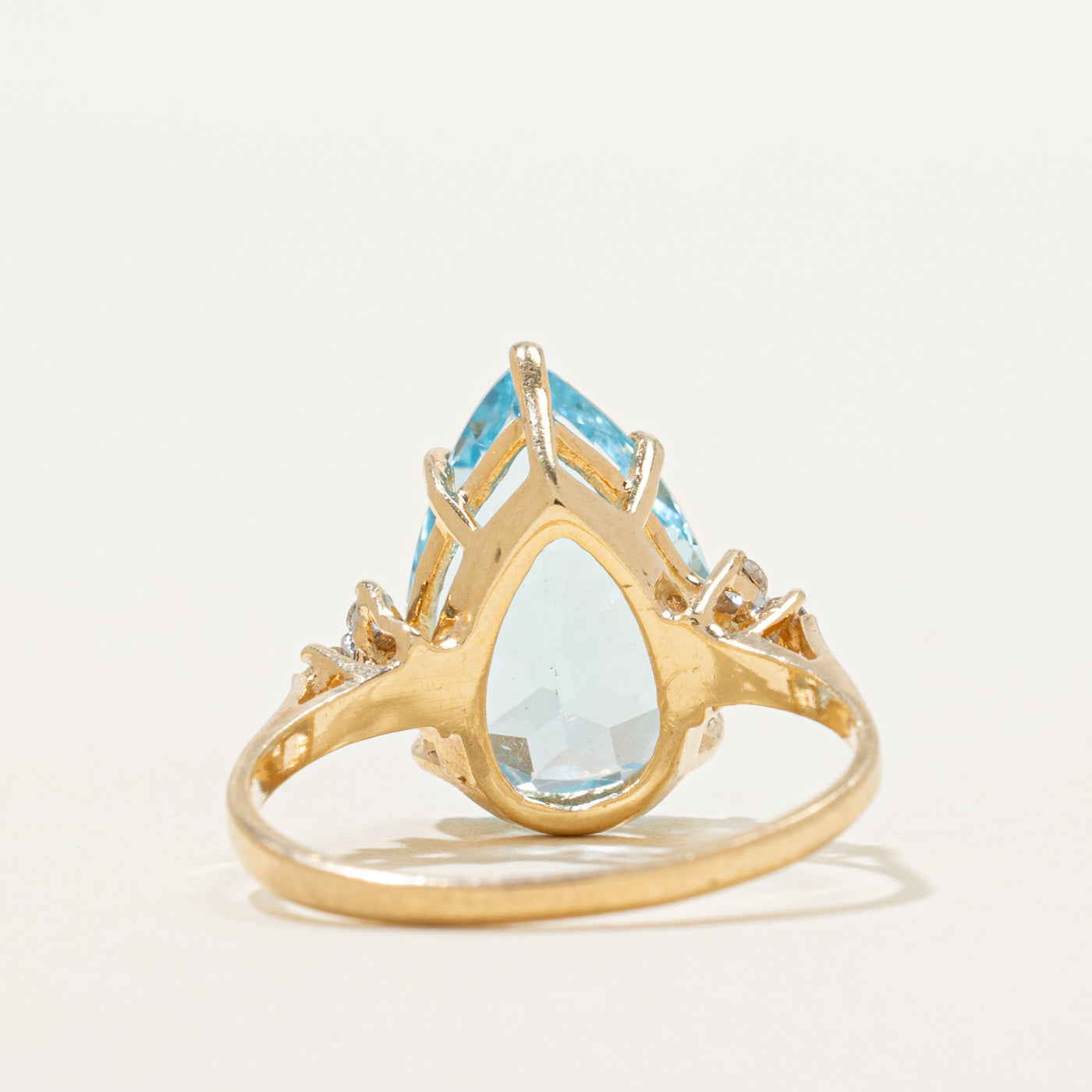 Pear Cut Blue Topaz & Diamond Cocktail Ring | 7.50ct, 0.09ctw | SZ 7.75