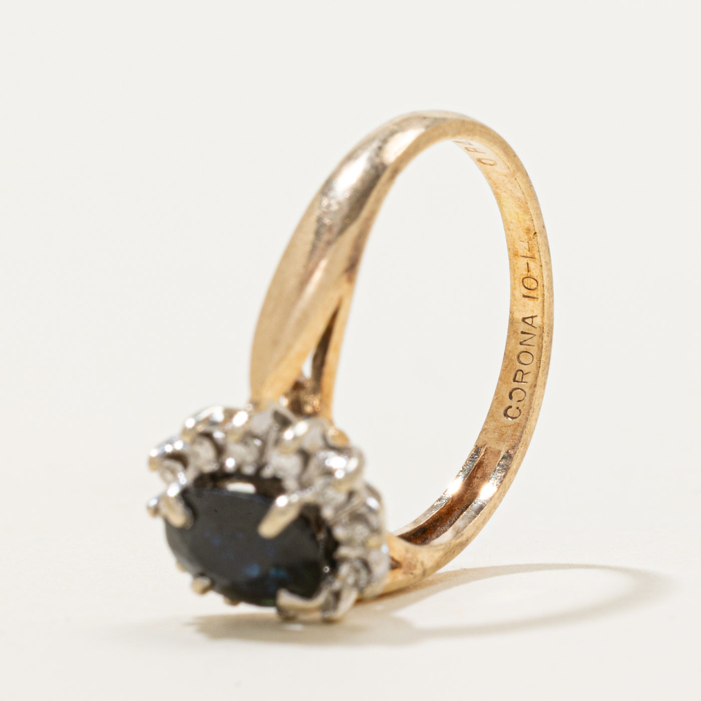 Oval Cut Sapphire & Diamond Petal Ring | 0.75ct, 0.10ctw | SZ 4.75