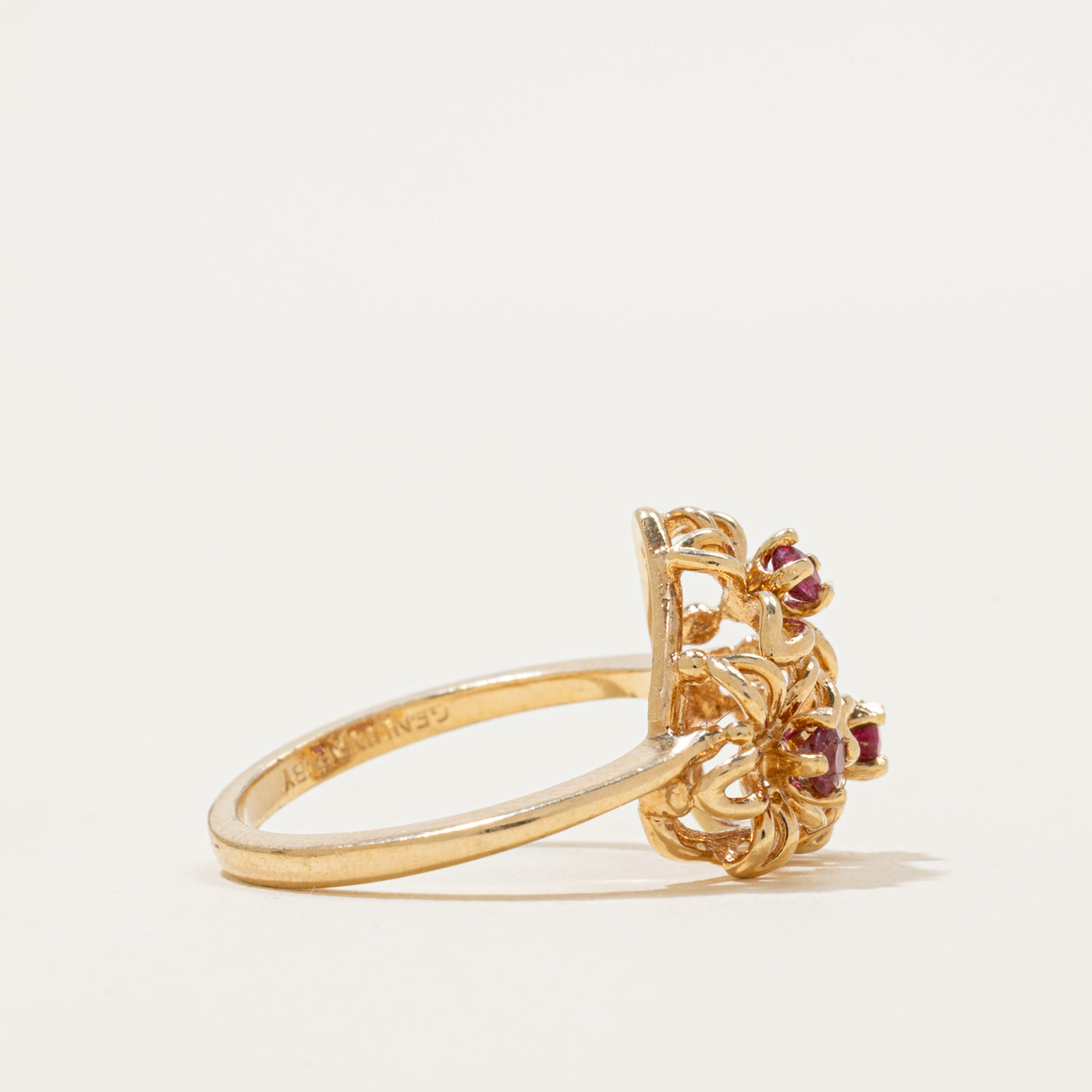 Scattered Ruby Openwork Flower Ring | 0.15ctw | SZ 6