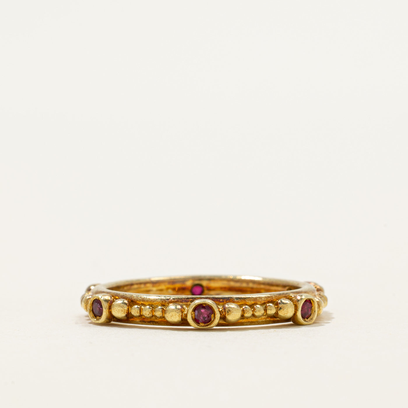 18k Bezel Set Eternity Ruby Band | 0.12ctw | 2.70mm | SZ 6.75