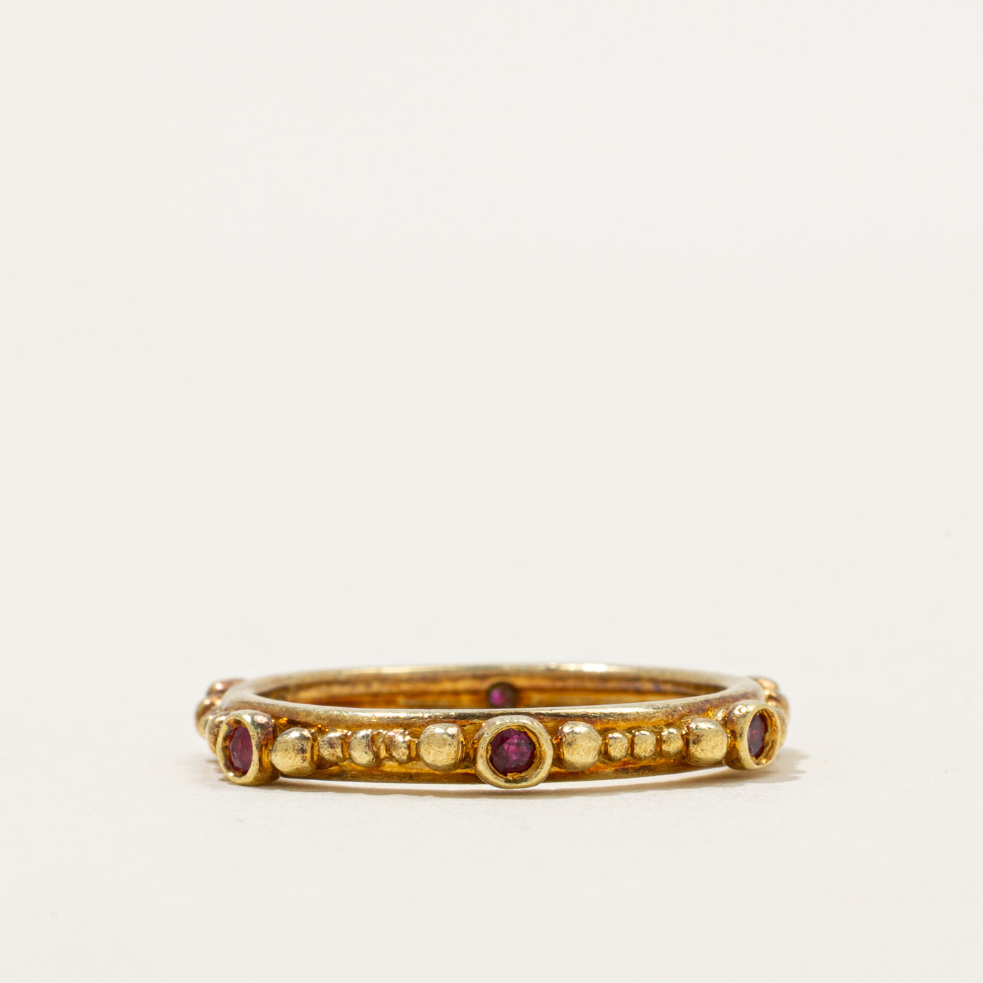 18k Bezel Set Eternity Ruby Band | 0.12ctw | 2.70mm | SZ 6.75