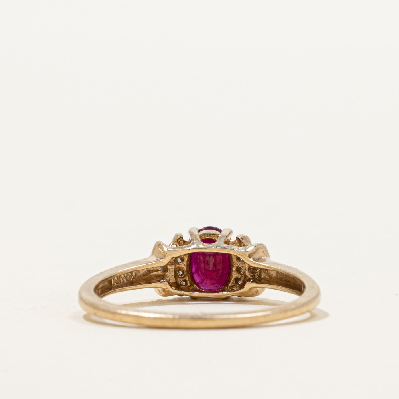 Oval Cut Ruby & Diamond Accented Ring | 0.46ct, 0.14ctw | SZ 6.75