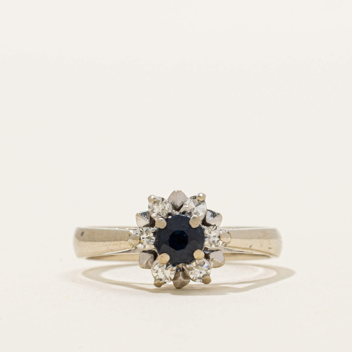 White Gold Sapphire & Diamond Petal Ring | 0.29ct, 0.12ctw | SZ 5