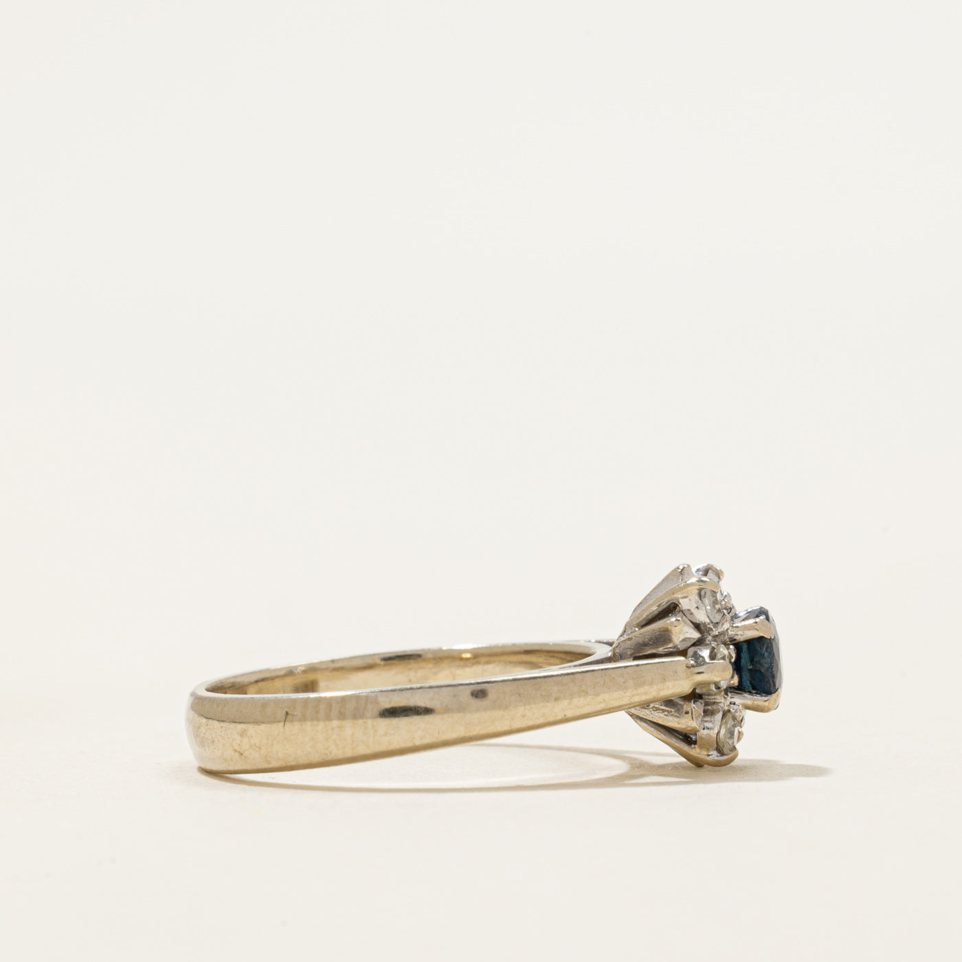 White Gold Sapphire & Diamond Petal Ring | 0.29ct, 0.12ctw | SZ 5