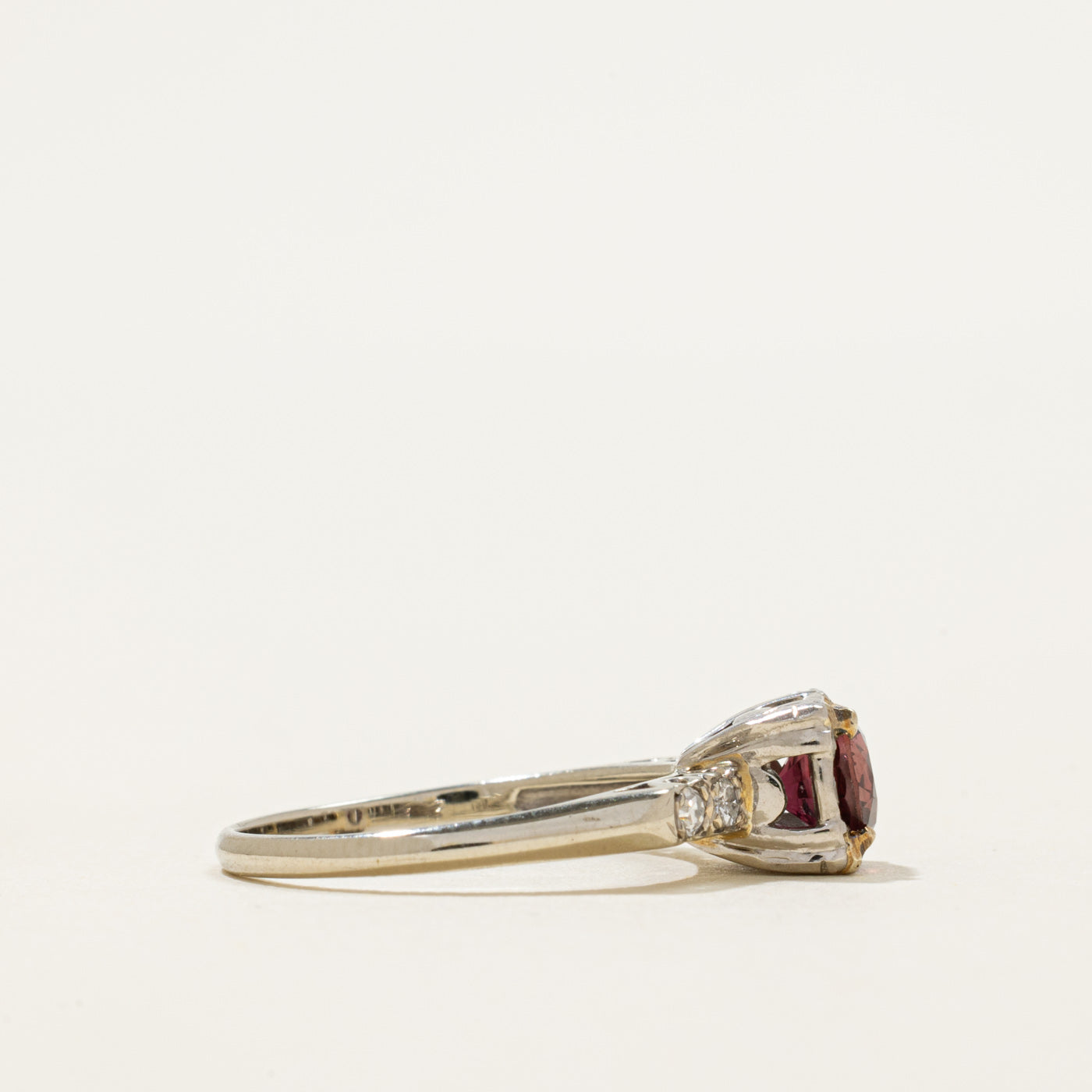 14K White Gold Ruby & Diamond Ring | 0.65ct, 0.08ctw | SZ 5.75