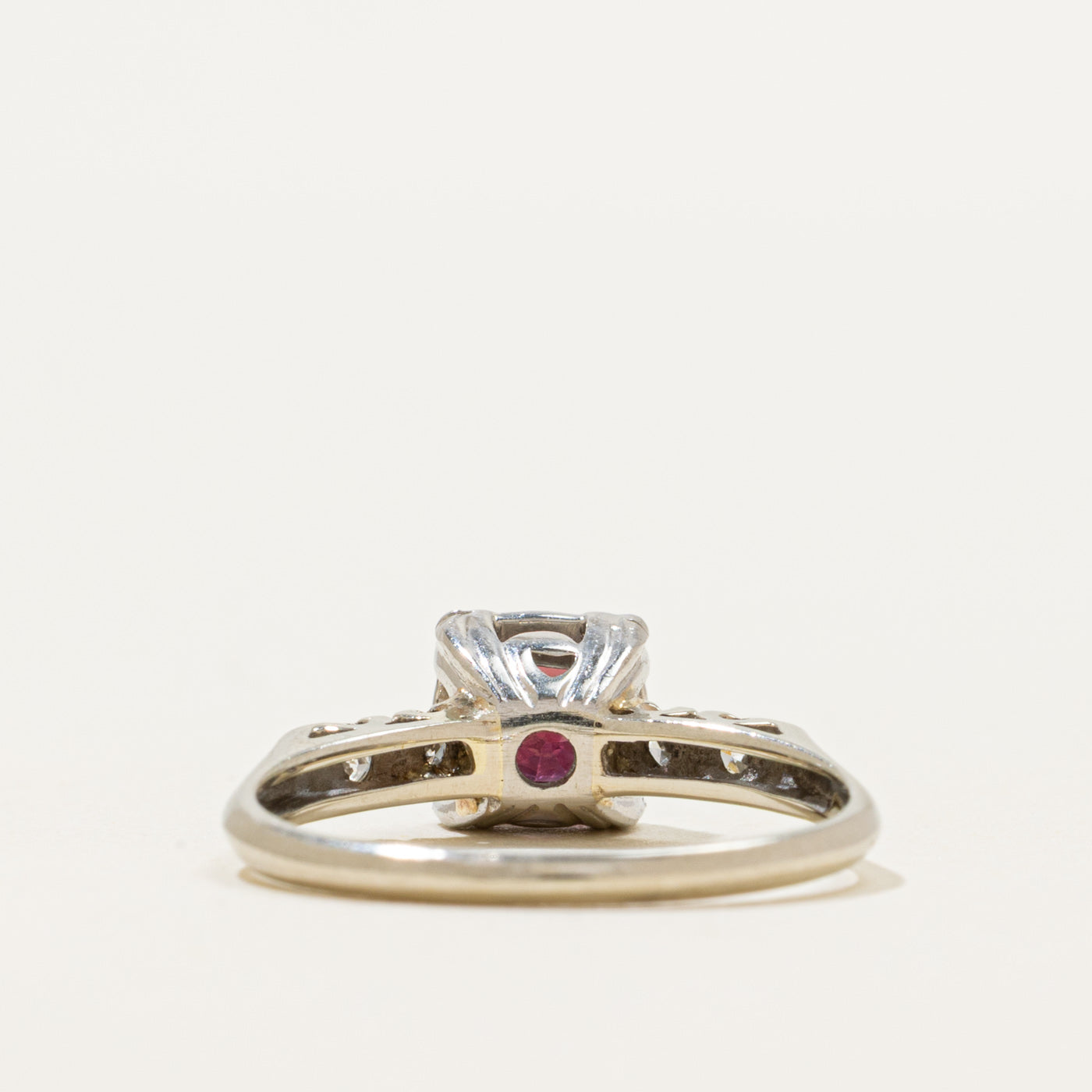 14K White Gold Ruby & Diamond Ring | 0.65ct, 0.08ctw | SZ 5.75