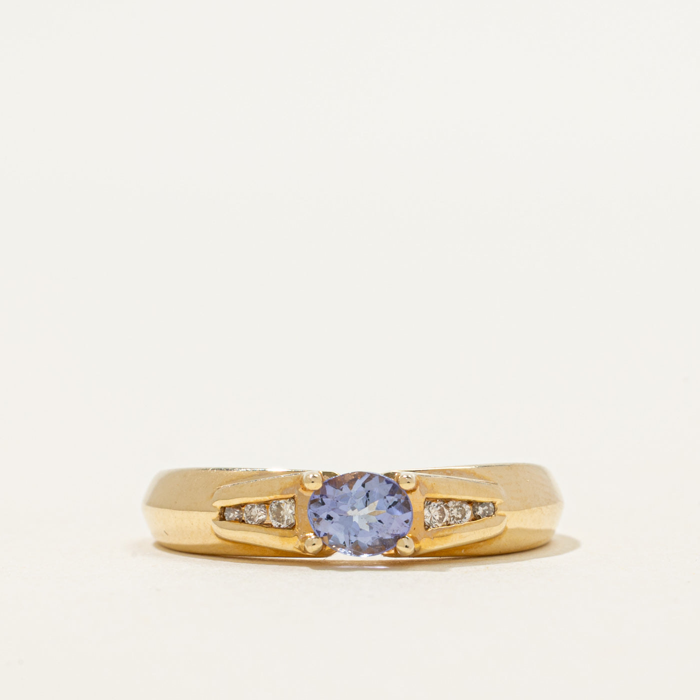 East West Tanzanite & Diamond Ring | 0.30ct, 0.07ctw | SZ 7