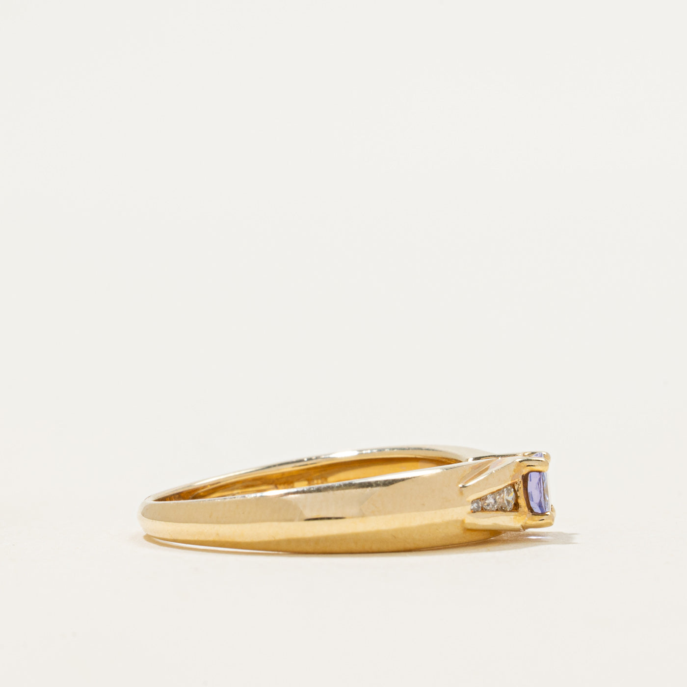 East West Tanzanite & Diamond Ring | 0.30ct, 0.07ctw | SZ 7