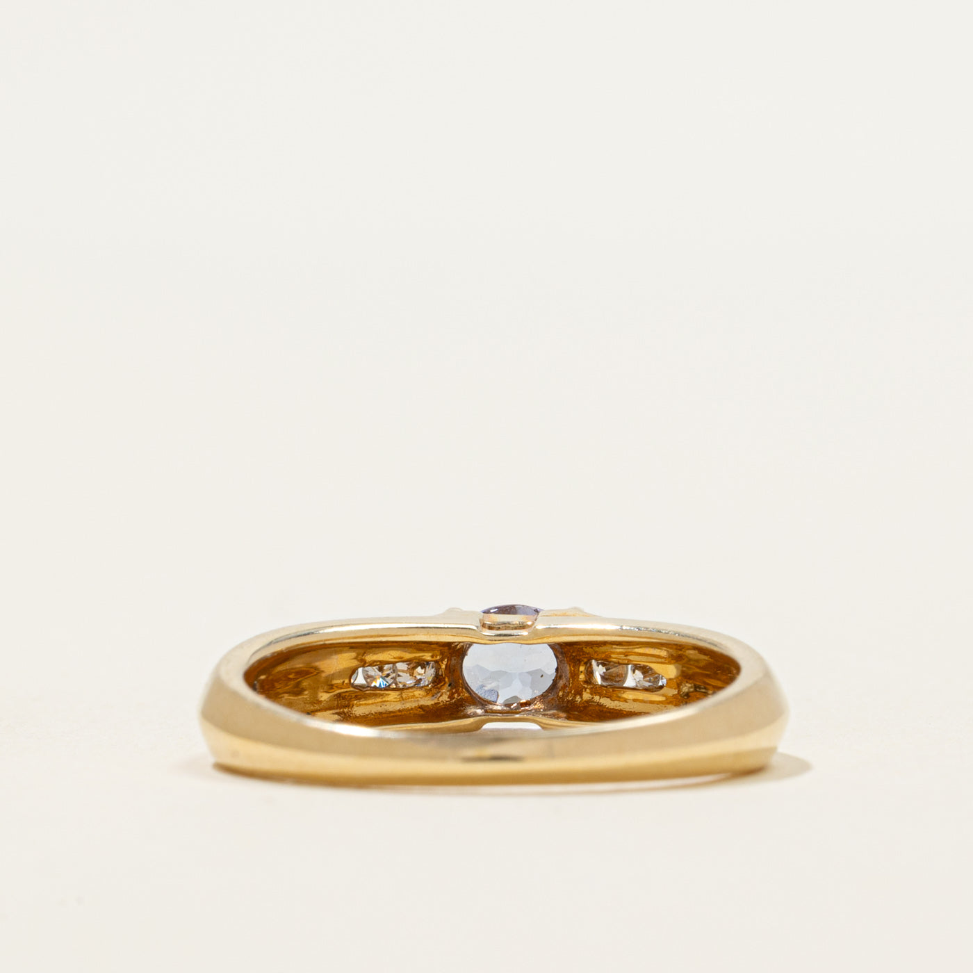 East West Tanzanite & Diamond Ring | 0.30ct, 0.07ctw | SZ 7