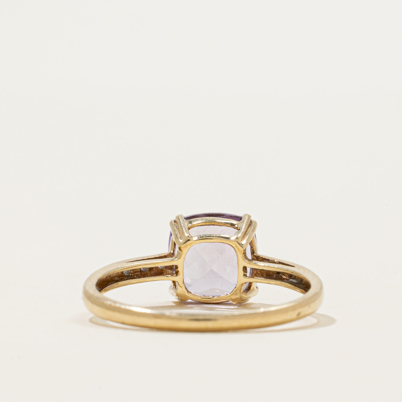 Cushion Cut Amethyst & Diamond Ring | 2.25ct, 0.02ctw | SZ 7.5