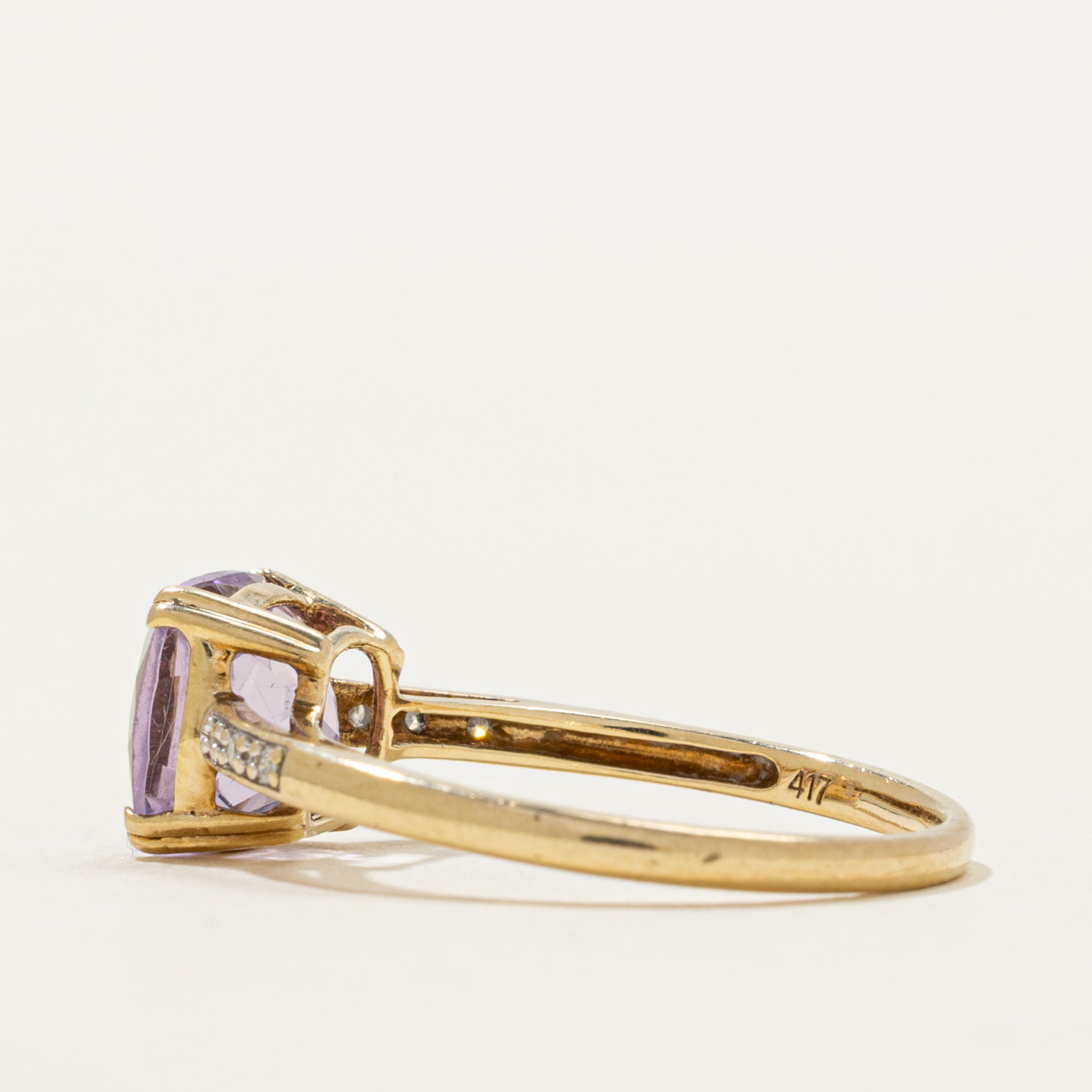 Cushion Cut Amethyst & Diamond Ring | 2.25ct, 0.02ctw | SZ 7.5