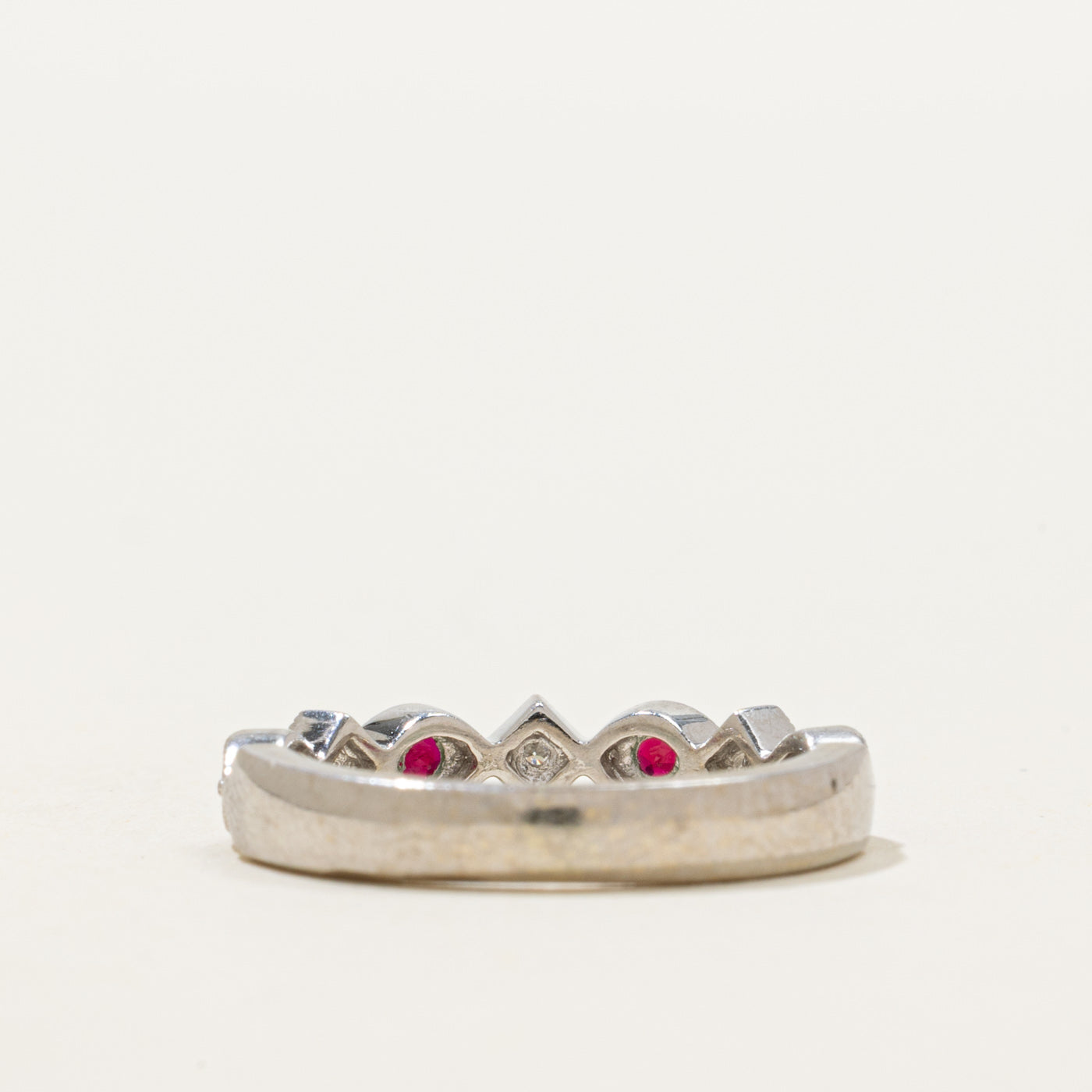 Semi-Eternity Ruby & Diamond Milgrained Ring | 0.18ctw, 0.06ctw | SZ 4.25