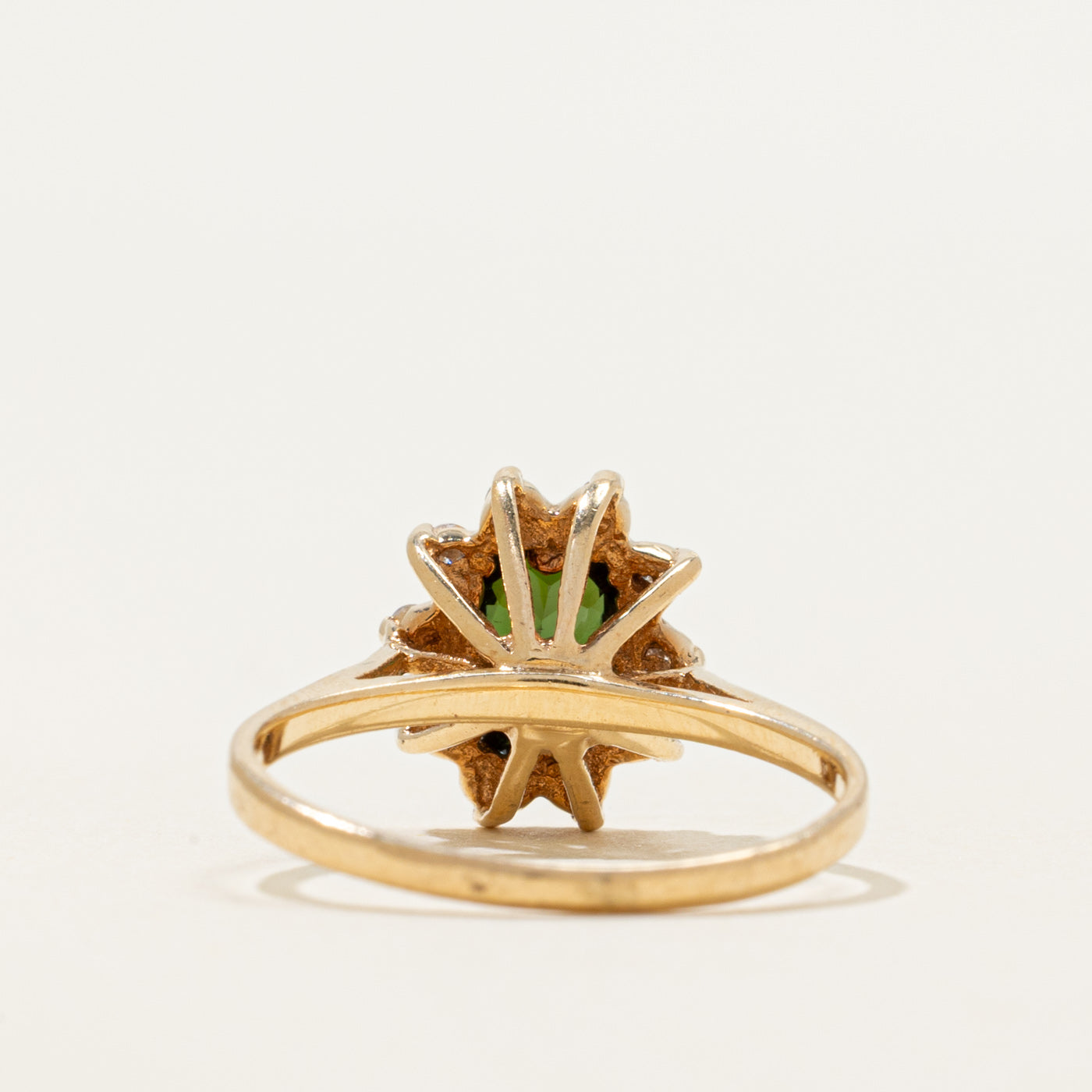 Oval Cut Tourmaline & Diamond Petal Ring | 0.44ct, 0.20ctw | SZ 5.5