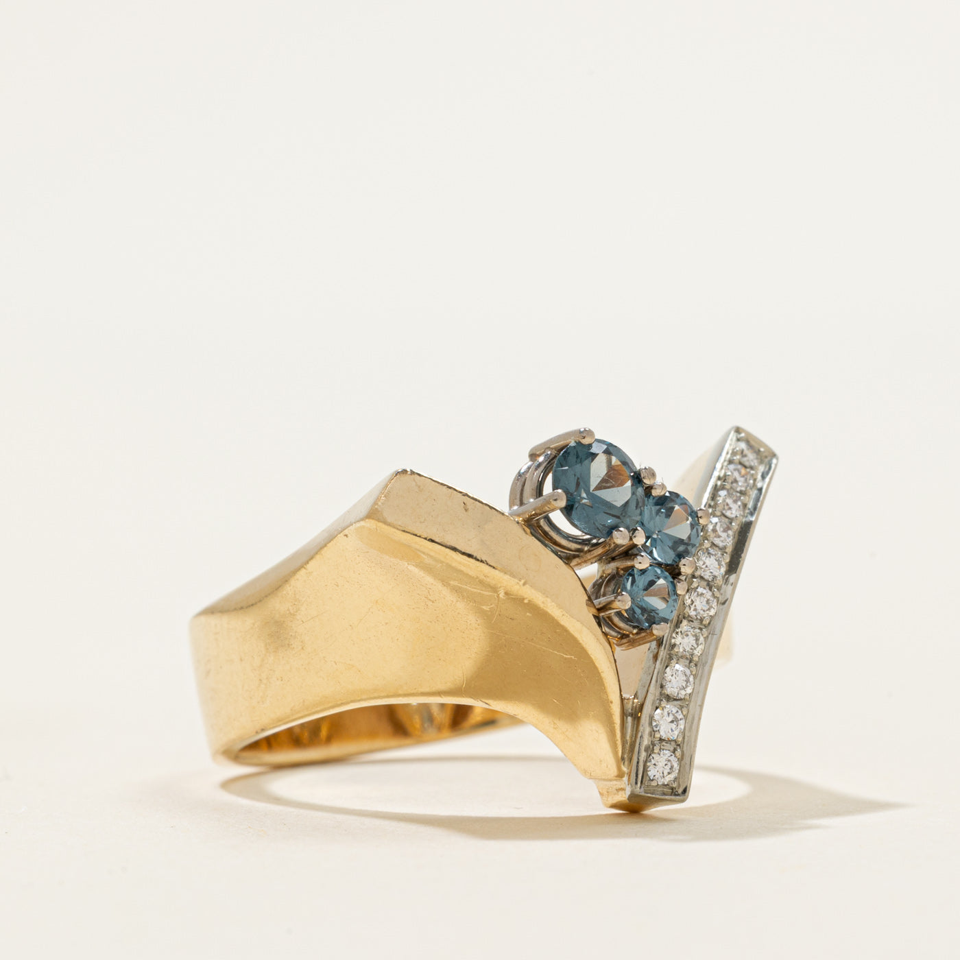 Spinel & Diamond Chevron Ring | 0.40ctw, 0.10ctw | SZ 9.5