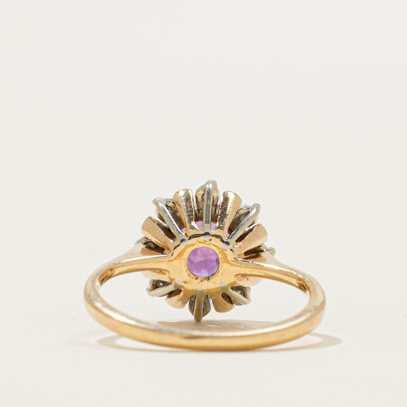 Yellow Gold Amethyst & Diamond Ring | 0.90ct, 0.12ctw | SZ 4.25