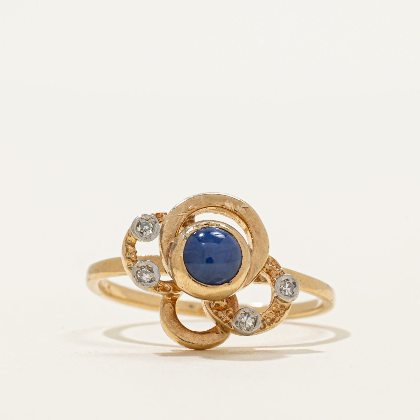 Synthetic Star Sapphire & Natural Diamond Openwork Ring | 0.50ct, 0.04ctw | SZ 6.25
