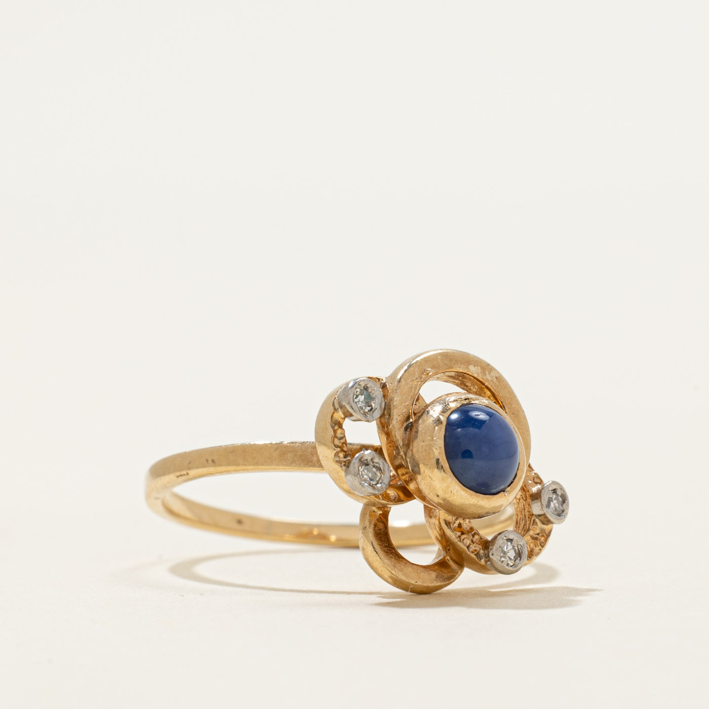 Synthetic Star Sapphire & Natural Diamond Openwork Ring | 0.50ct, 0.04ctw | SZ 6.25