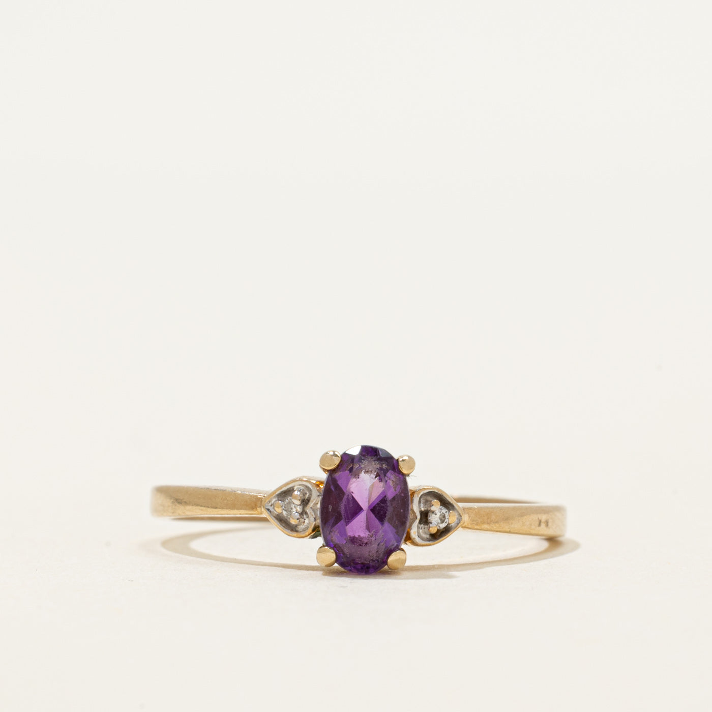 Oval Cut Amethyst & Diamond Ring | 0.40ct, 0.01ctw | SZ 7.75