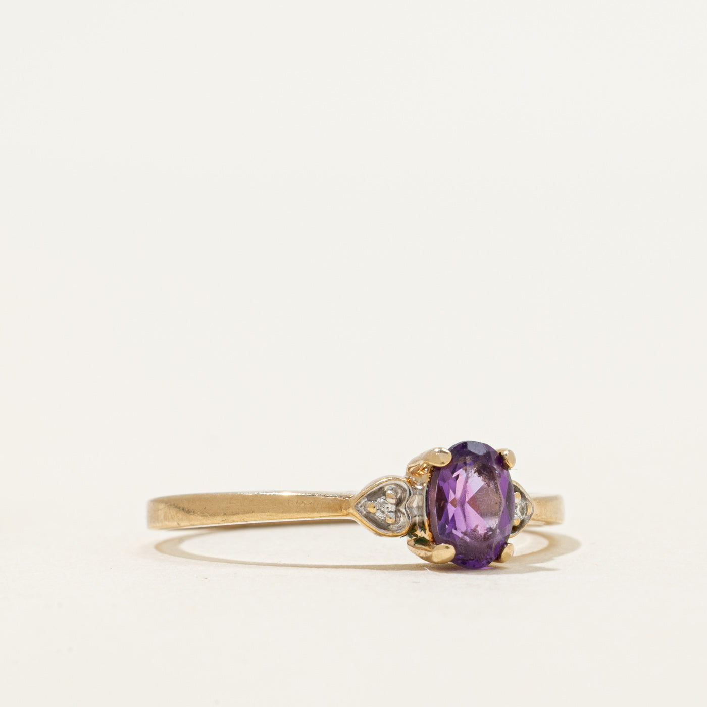 Oval Cut Amethyst & Diamond Ring | 0.40ct, 0.01ctw | SZ 7.75