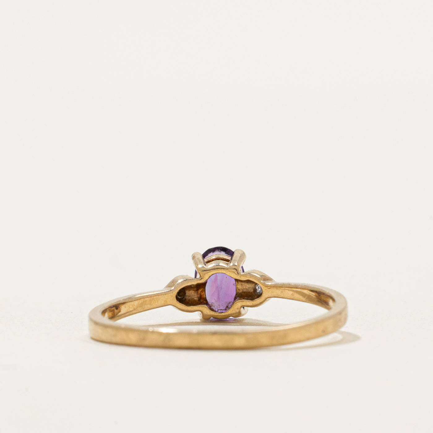 Oval Cut Amethyst & Diamond Ring | 0.40ct, 0.01ctw | SZ 7.75
